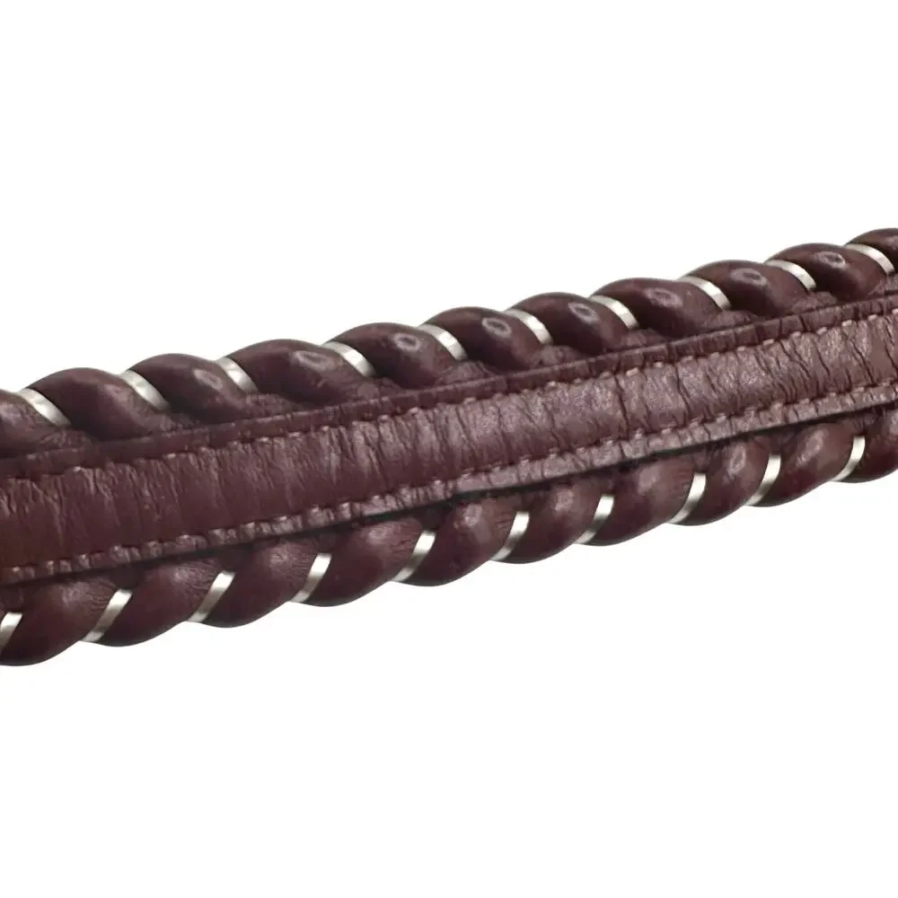 Dun Dee | Women | Cherry Full Grain Leather Western Metallic Braided Belt | 28